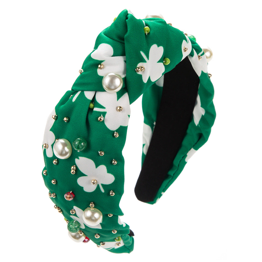 St Patrick's Day Shamrock Bling knot headband