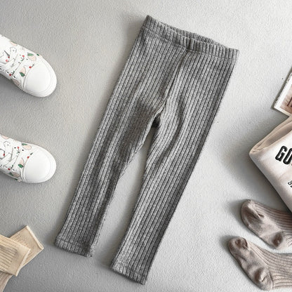 Fleece lined ribbed footless tights