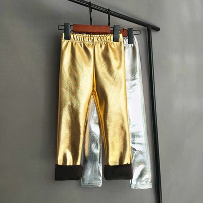 Metallic fleece lined leggings