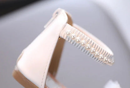 Pearl chiffon sandals