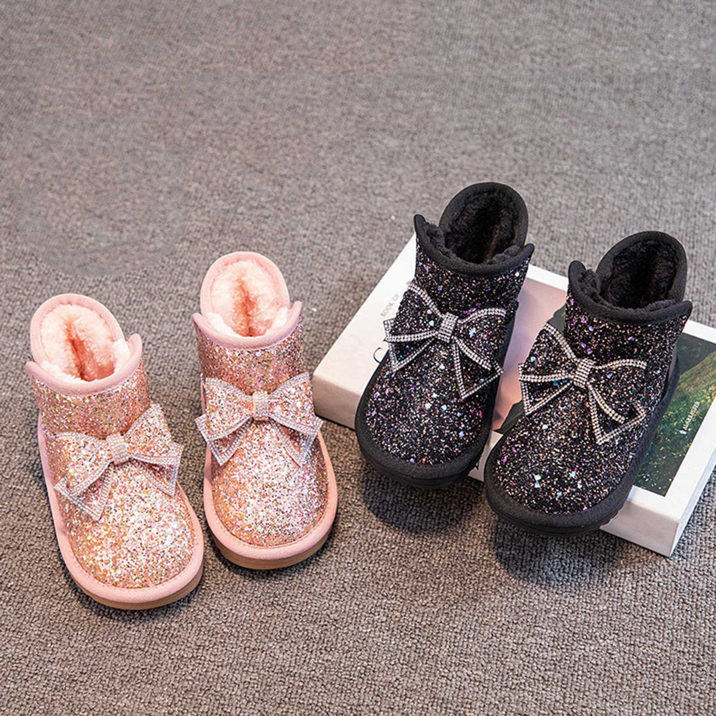 Cozy bling bow Winter boots