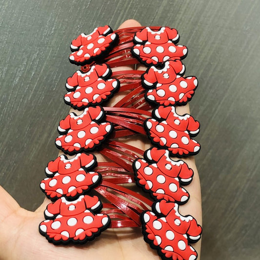Red Polka dot bow and dress magical mouse hair clips