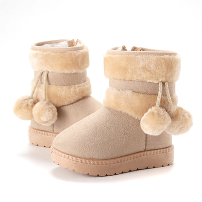 Fuzzy Pom Pom boots (black, pink, beige, brown)