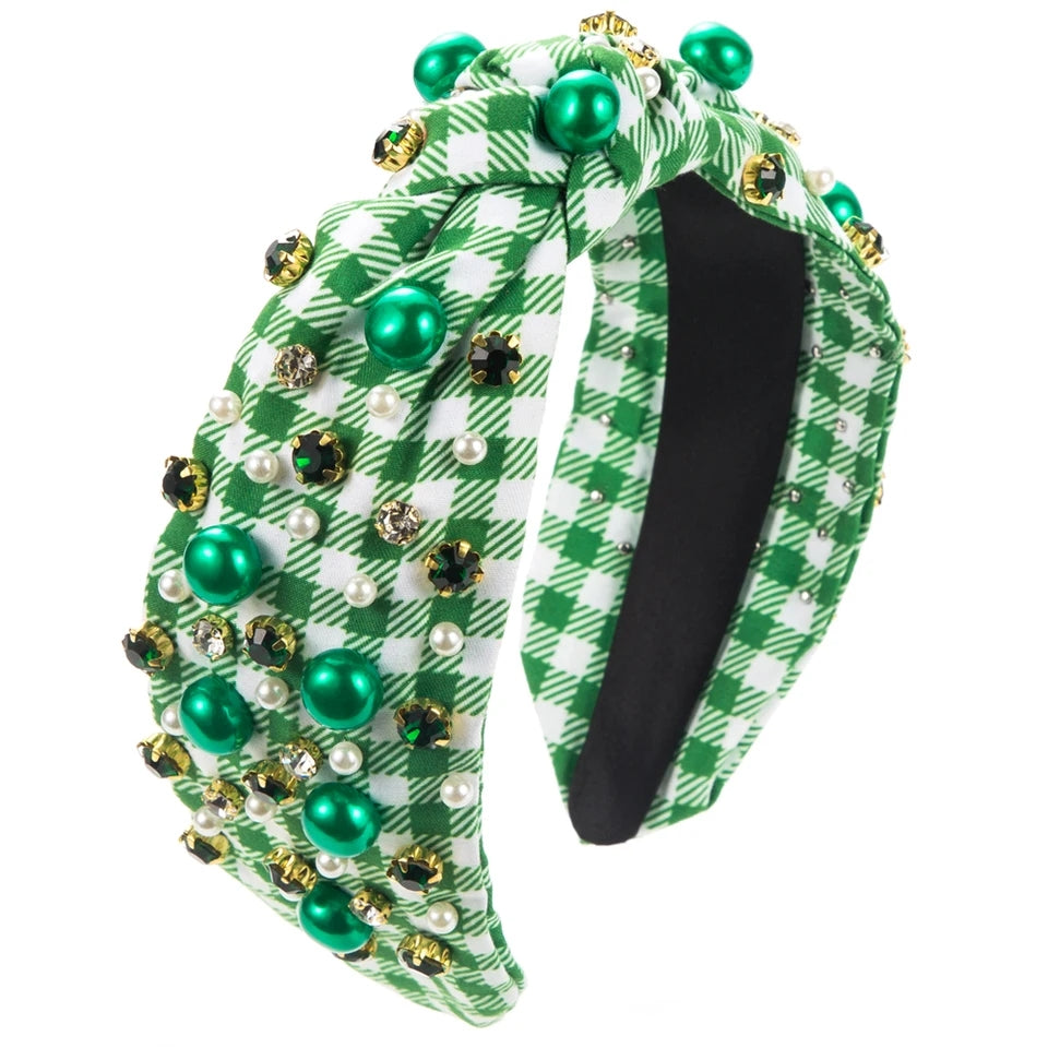 St Patrick's Day Shamrock Bling knot headband