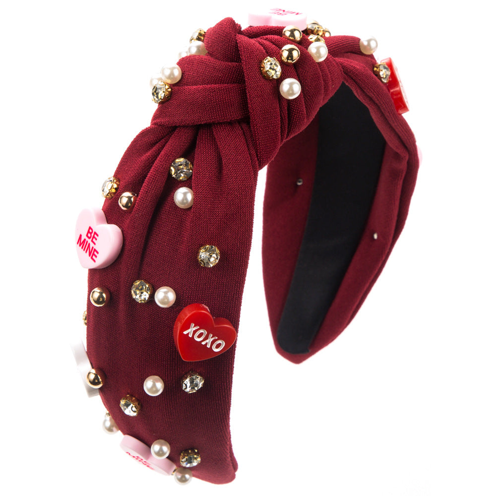 Conversation hearts Bling knot headband