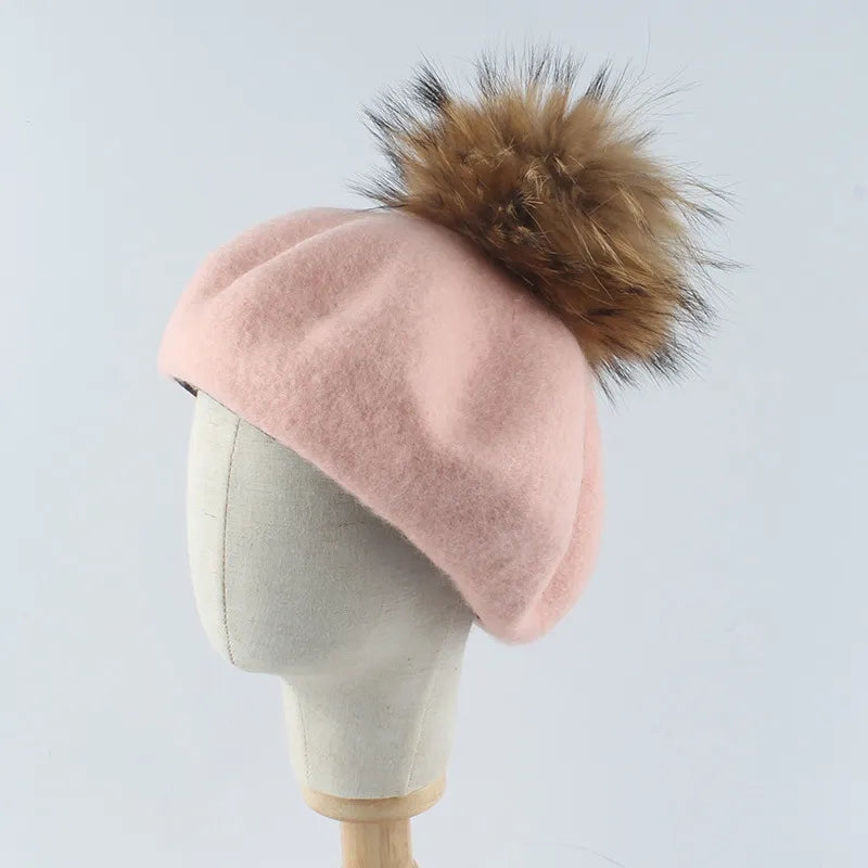 Fur pom beret (large pom)