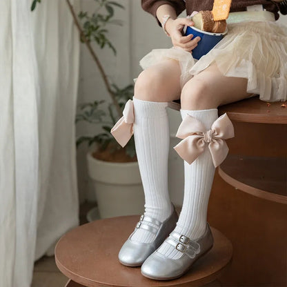 Satin bow socks