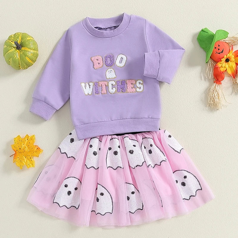 Boo witches sweater & ghost tulle skirt