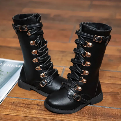 Mikayla motorcycle tall combat boots