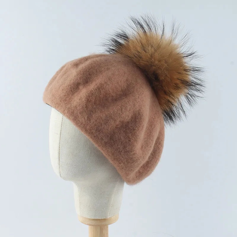 Fur pom beret (large pom)