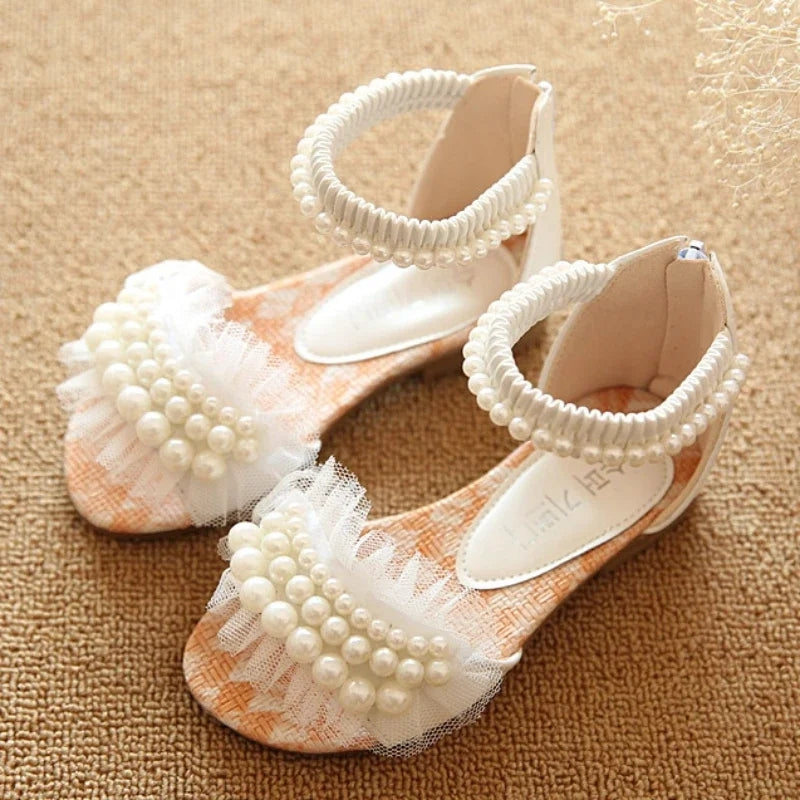 Pearl chiffon sandals