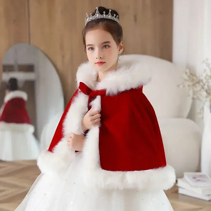 Santa baby hooded cape with fur