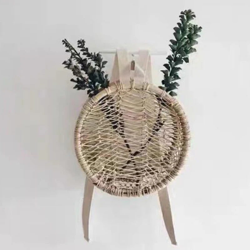 Natural woven backpack