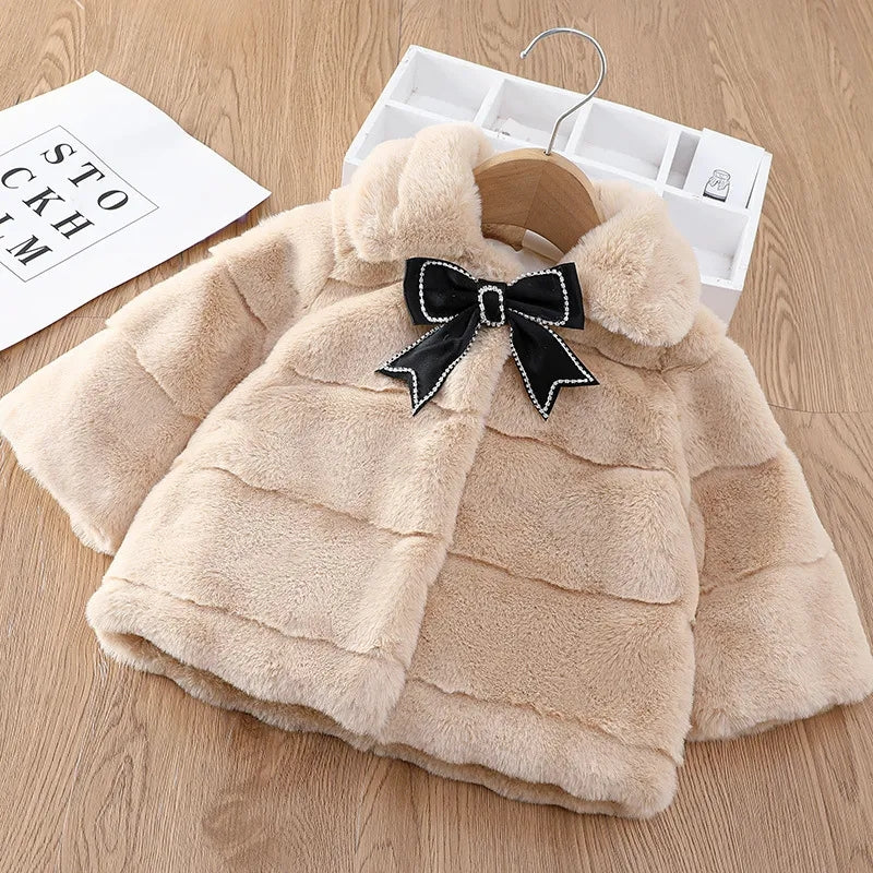 Faux fur bow coat