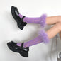 "Wild" lace fur socks