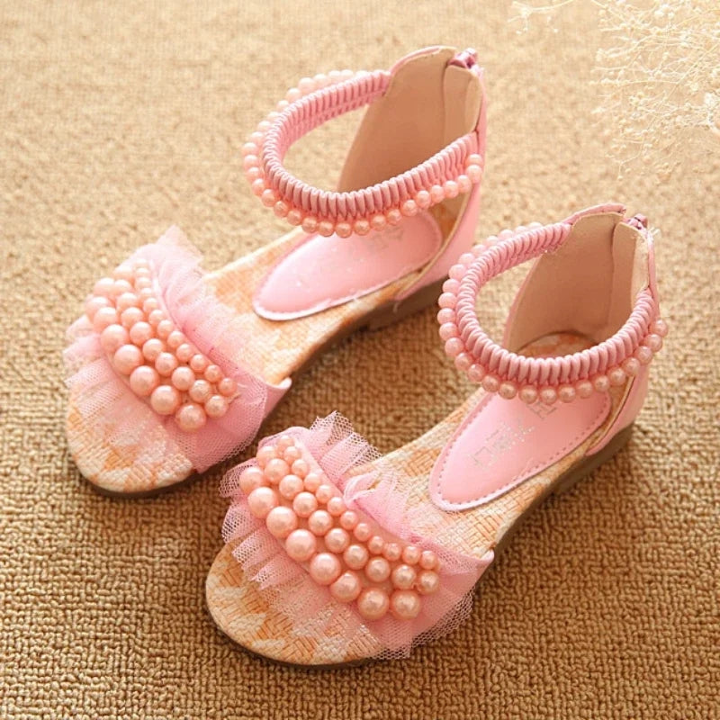 Pearl chiffon sandals