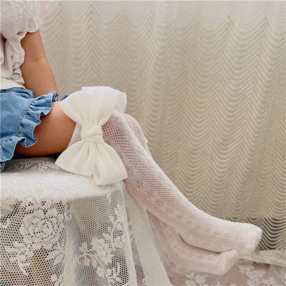 Organza bow knee high socks