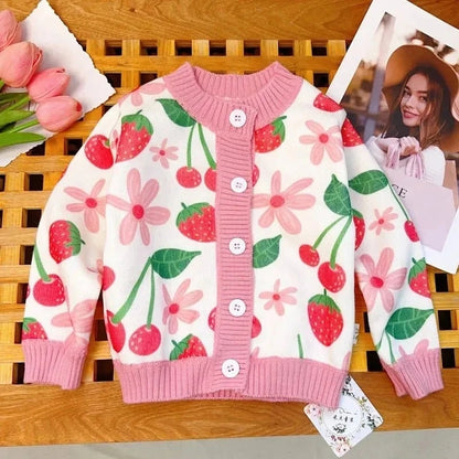Emma button up cardigan (bows, strawberry, flowers)