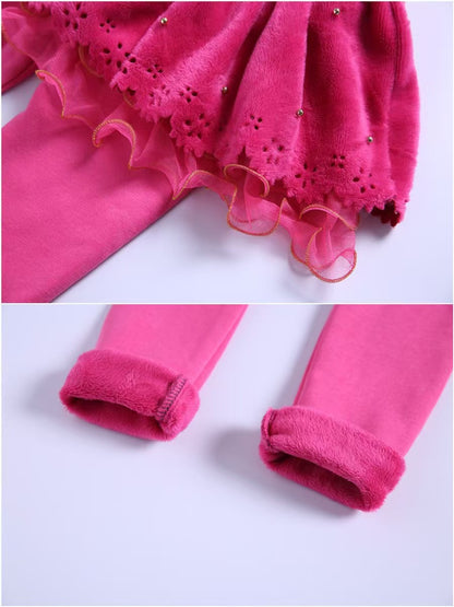 Skirted fleece lined tutu leggings