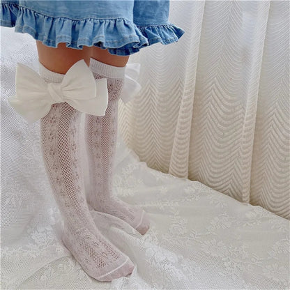 Organza bow knee high socks
