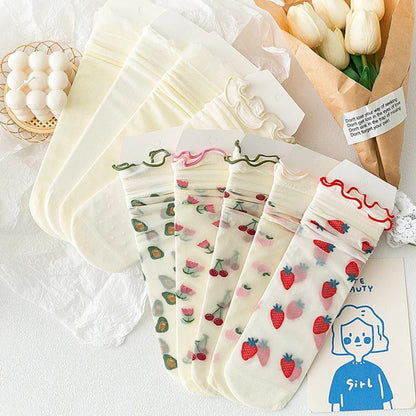 Fruit mesh socks ruffle top
