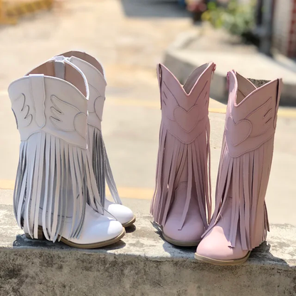 Jolene Fringe Leather Cowgirl Boots - runs narrow, size up!