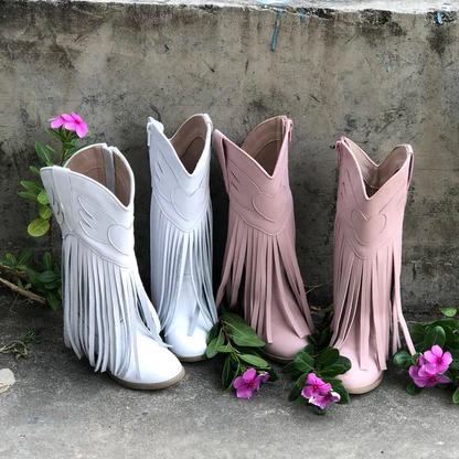 Jolene Fringe Leather Cowgirl Boots - runs narrow, size up!
