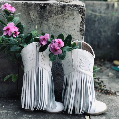 Jolene Fringe Leather Cowgirl Boots - runs narrow, size up!