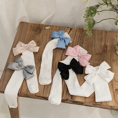 Satin bow socks