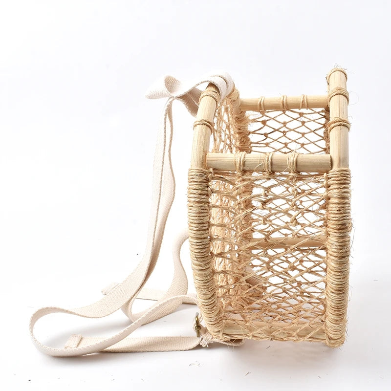 Natural woven backpack