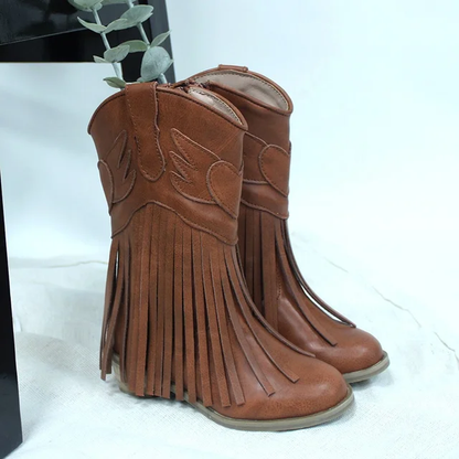 Jolene Fringe Leather Cowgirl Boots white - NEW STYLE