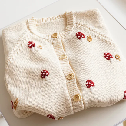 Mushroom embroidered cardigan