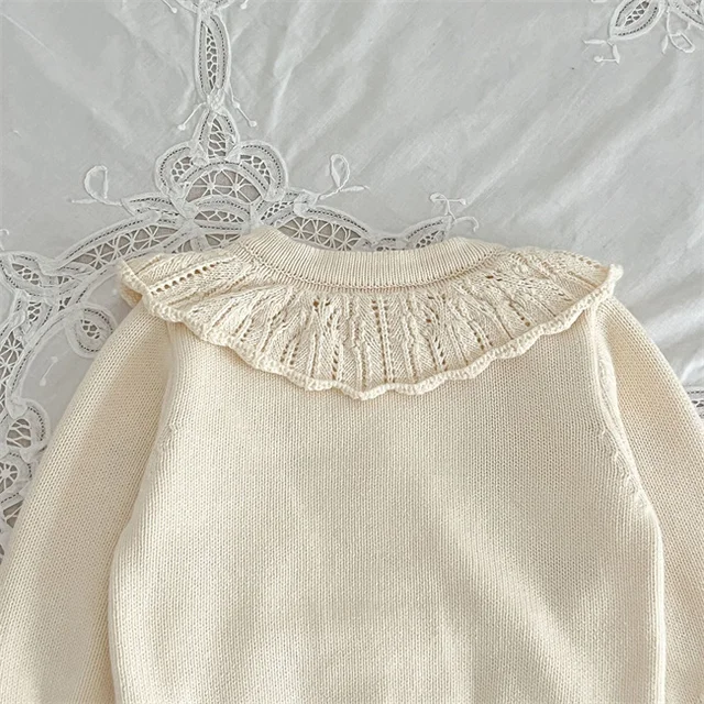 Bow embroidered cardigan with collar