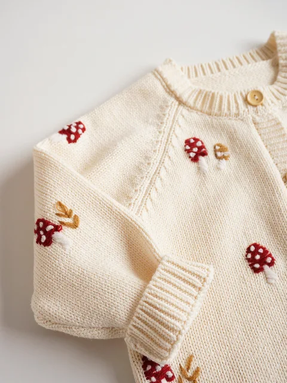 Mushroom embroidered cardigan