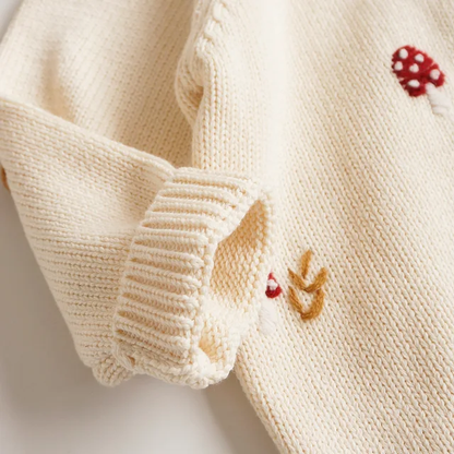 Mushroom embroidered cardigan