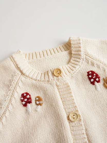 Mushroom embroidered cardigan