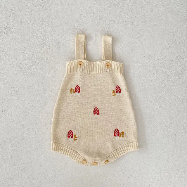 Mushroom embroidered cardigan with collar