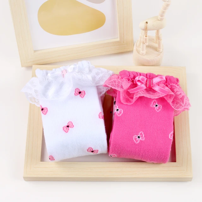 Bow print bunny knee high socks