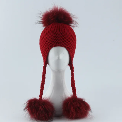 Triple pom crochet hat and scarf set