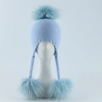 Triple pom crochet hat and scarf set