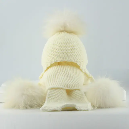 Triple pom crochet hat and scarf set