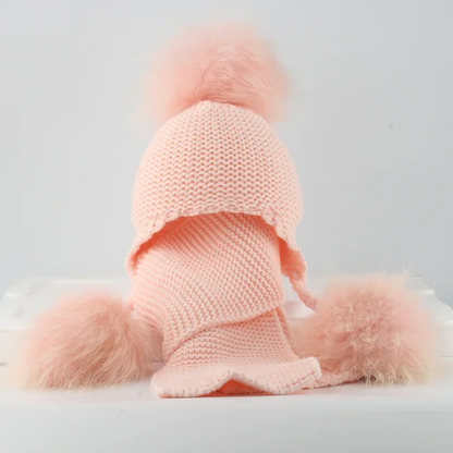 Triple pom crochet hat and scarf set