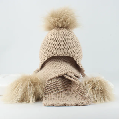 Triple pom crochet hat and scarf set