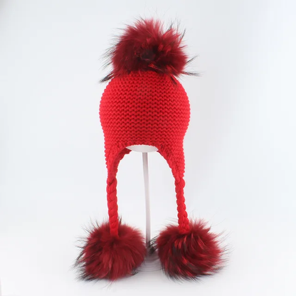 Triple pom crochet hat and scarf set