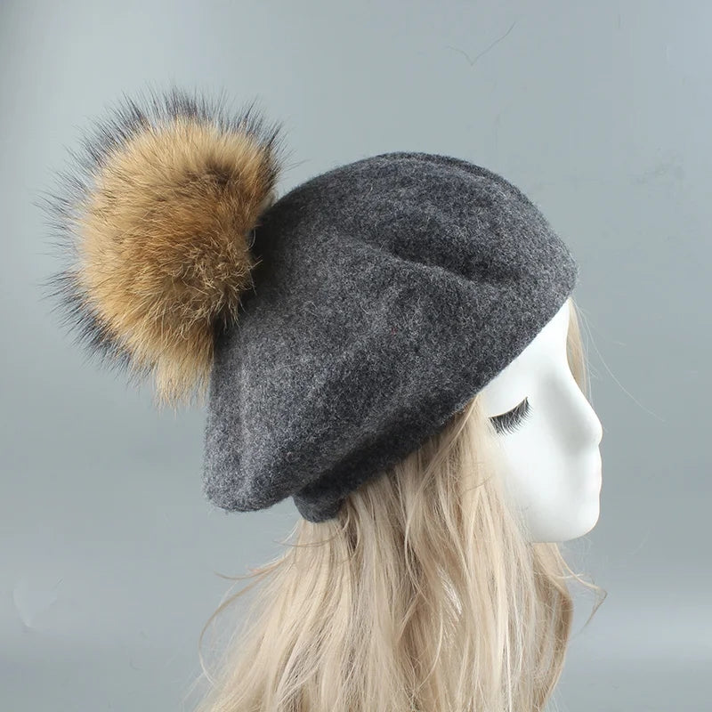 Fur pom beret - Adult