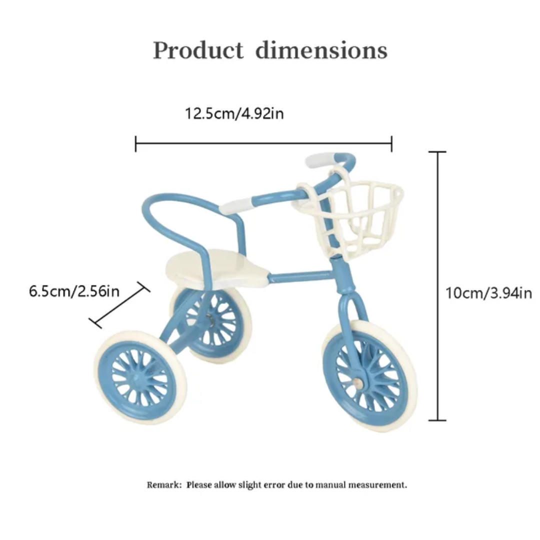 Maileg Mouse 1/12 Scale Miniature Metal Tricycle
