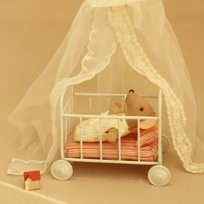 Maileg Mouse 1/12 Scale Miniature Metal Wheeled Crib