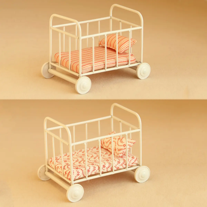 Maileg Mouse 1/12 Scale Miniature Metal Wheeled Crib