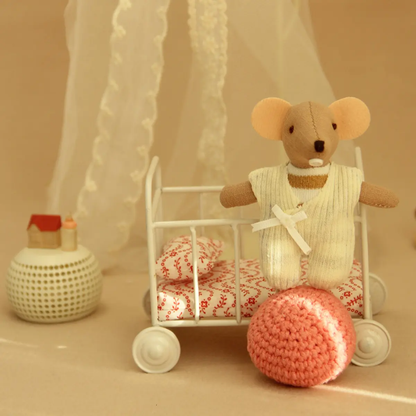 Maileg Mouse 1/12 Scale Miniature Metal Wheeled Crib