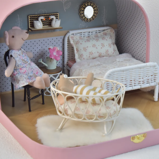 Maileg Mouse 1:12 Iron Cradle with Mat Blanket Set